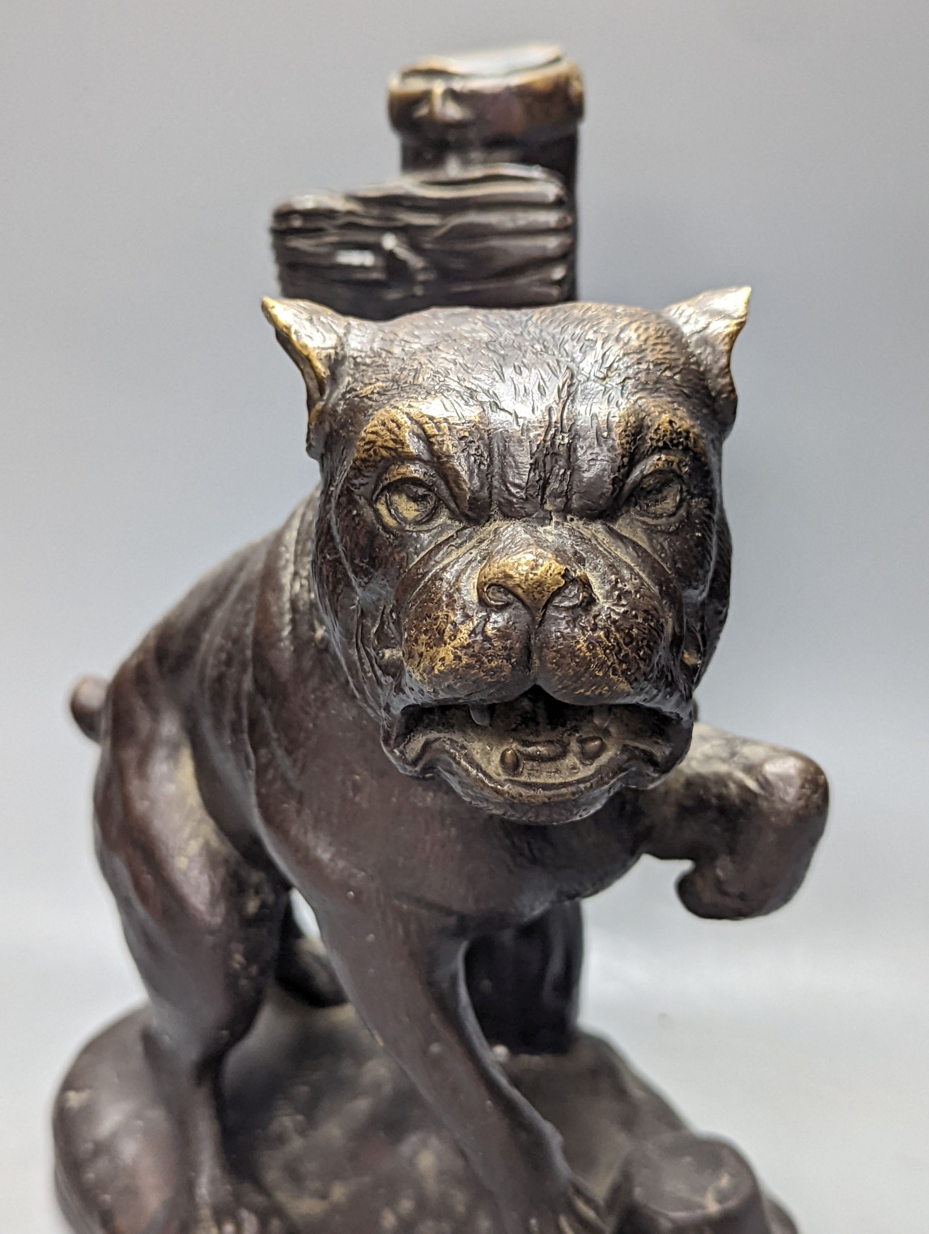 After Mene, a bronze figure of a chained mastiff 33cm
